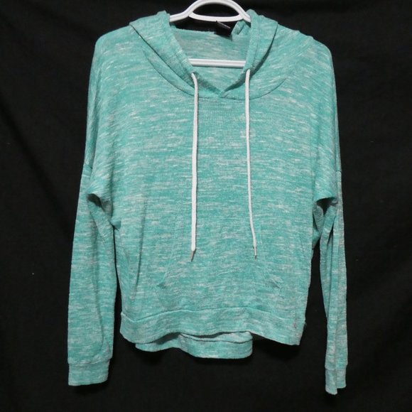 SWS, small, cropped knit hooded pullover sweater, kangaroo pockets, GUC - Picture 2 of 16